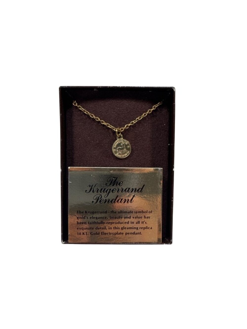 The Krugerrand Pendant 14kt Gold Electroplate Chain Necklace Boxed Replica - Picture 2 of 3